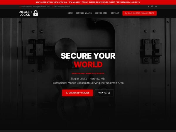 Ziegler Locks desktop homepage screenshot